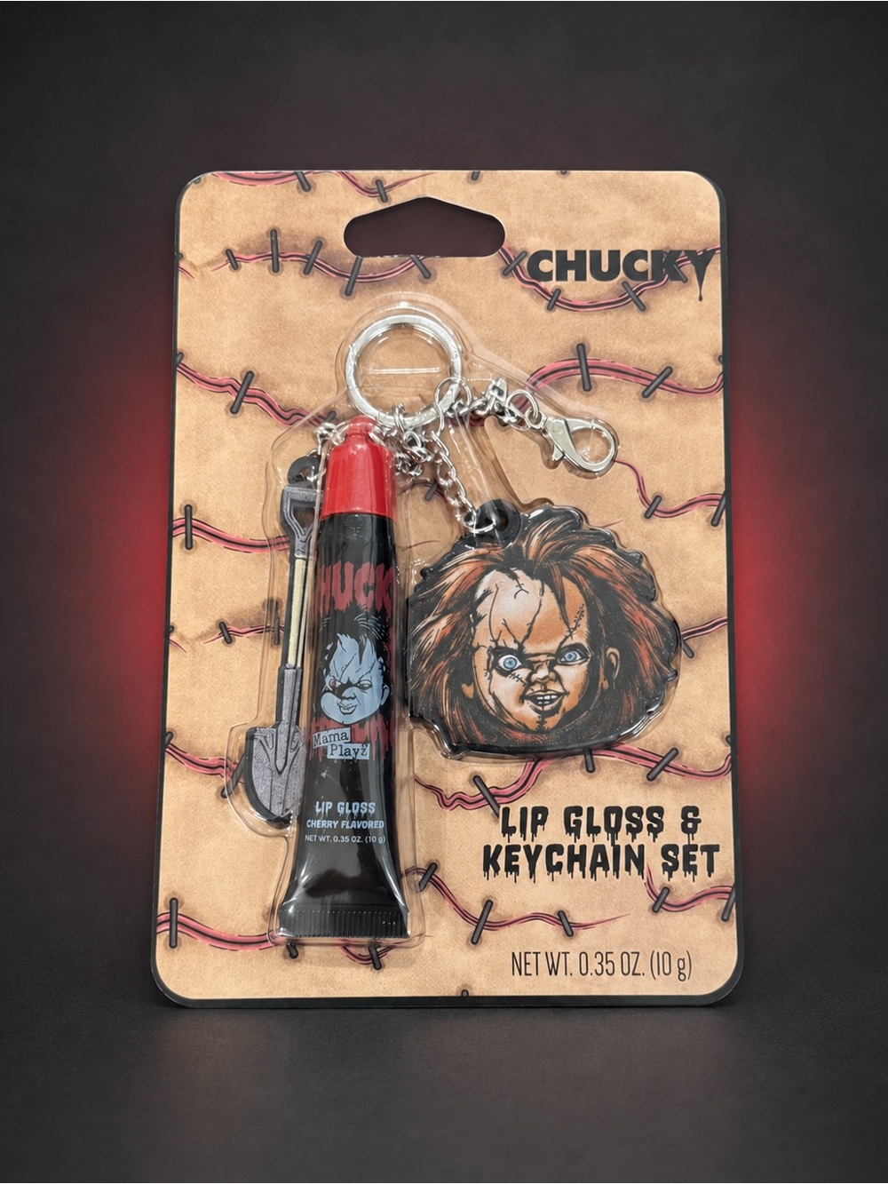 NEW CHUCKY Lip Gloss and Keychain Set